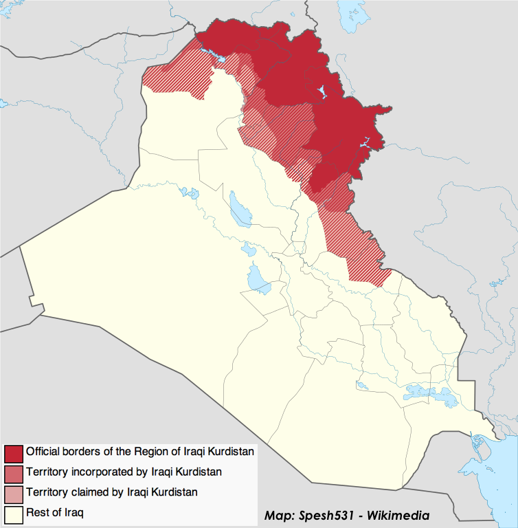 Iraqi-Kurdistan-in-Iraq-map-de-facto-and-disputed-hatched