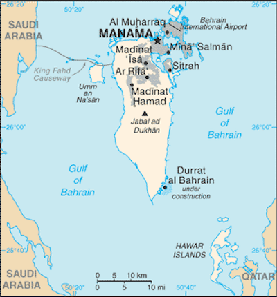 Map of Bahrain (Credit: CIA World Factbook)