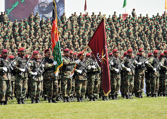 Soldiers of the Afghan National Army during a ceremony, April 2010. (US Air Force Photo)