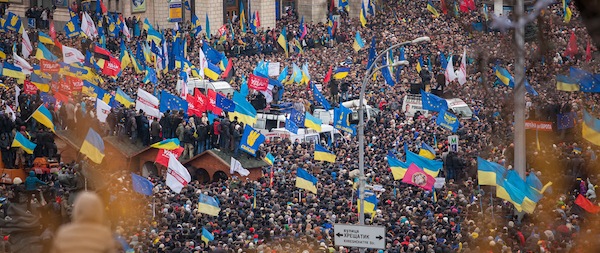 Euromaidan anti-government protests in Kiev, December 2013. (Credit: Nessa Gnatoush - Wikimedia)