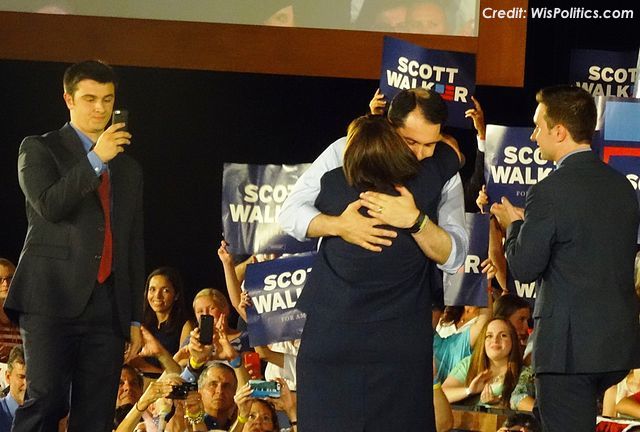 Scott Walker and family at his 2016 presidential campaign announcement. (Credit: WisPolitics.com / Flickr)
